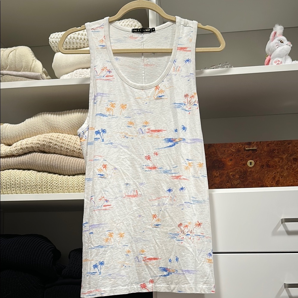rag & bone Orange and White Tank Top with Playful Print
